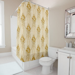 Elegant Vintage Gold Floral Swag Pattern Shower Curtain