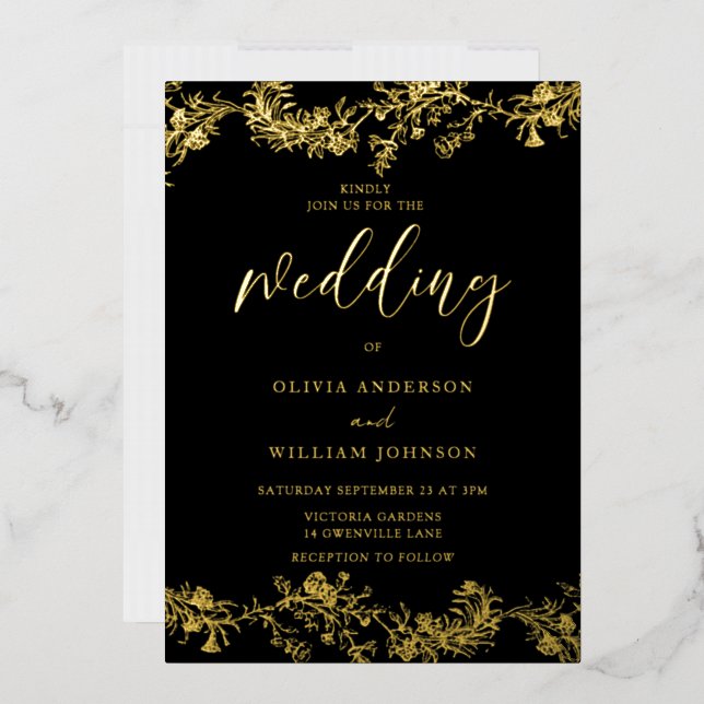 Elegant Vintage Gold Foil Floral Wedding (Envelope)