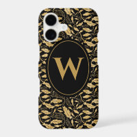 Elegant Vintage Gold Leaf Pattern Monogram