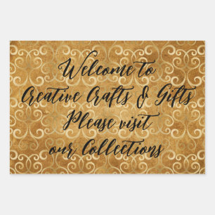 Elegant Vintage Gold Tan Damask Pattern Add Text Wrapping Paper Sheet