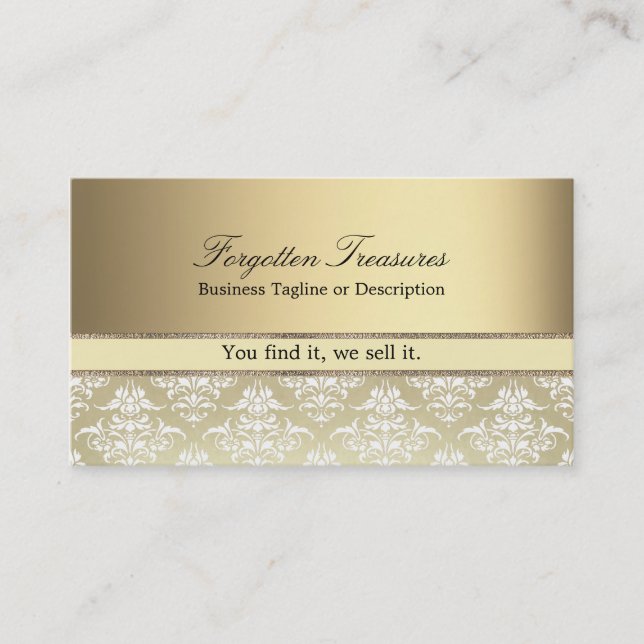 Elegant Vintage Golden Damask Pattern Business Card (Front)