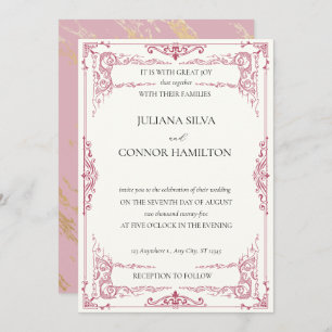 elegant vintage golden tea party wedding invitation