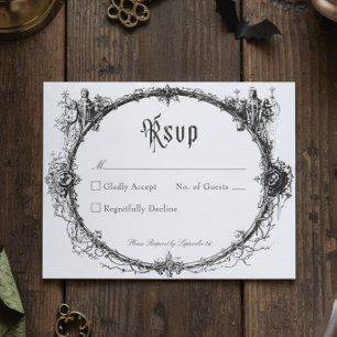 Elegant Vintage Gothic Black Toile Frame Wedding RSVP Card