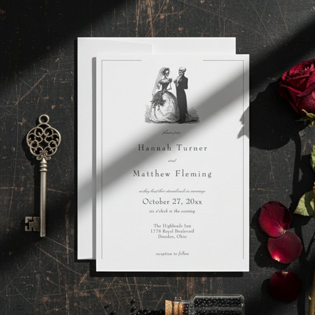 Elegant Vintage Gothic Black Toile Wedding Invitation (Creator Uploaded)