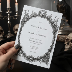 Elegant Vintage Gothic Black Toile Wedding Invitation