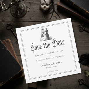Elegant Vintage Gothic Black Toile Wedding Wedding Save The Date