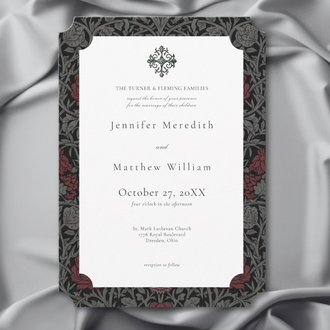 Elegant Vintage Gothic Moody Botanical Wedding Invitation (Creator Uploaded)