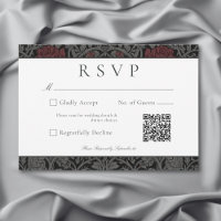 Elegant Vintage Gothic Moody Botanical Wedding QR