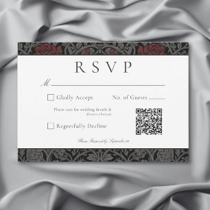 Elegant Vintage Gothic Moody Botanical Wedding QR RSVP Card