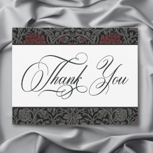 Elegant Vintage Gothic Moody Botanical Wedding Thank You Card