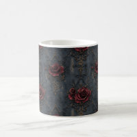 Elegant Vintage Gothic Pattern with Red Roses 