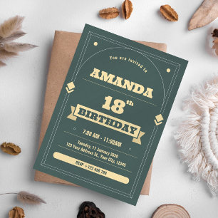 Elegant Vintage Green Birthday Invitation