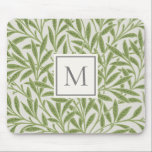 Elegant Vintage Green Willow Leaves Monogram Mouse Pad<br><div class="desc">Elegant vintage William Morris green willow leaves pattern with a grey monogram on a cream background.</div>