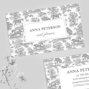 Elegant Vintage Grey Toile Horse Business Card