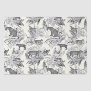 Elegant Vintage Grey Toile Wild Cats Jungle Tissue Paper