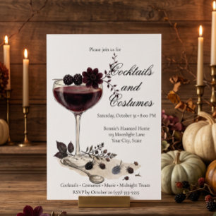 Elegant Vintage Halloween Cocktail Card Invitation