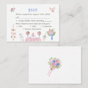 Elegant Vintage hand drawn Watercolor rsvp weddin Enclosure Card