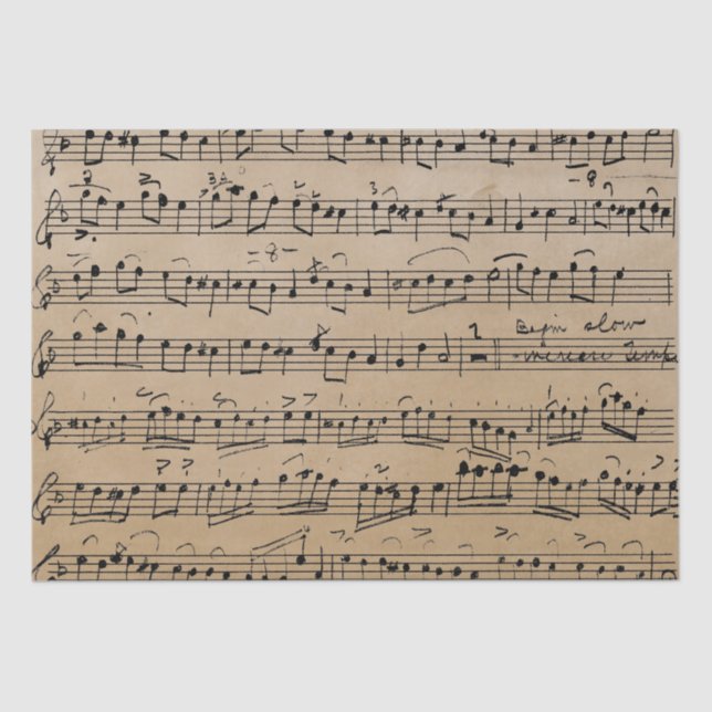 Elegant Vintage Handwrite Sheet Music Notes Kraft (Front)