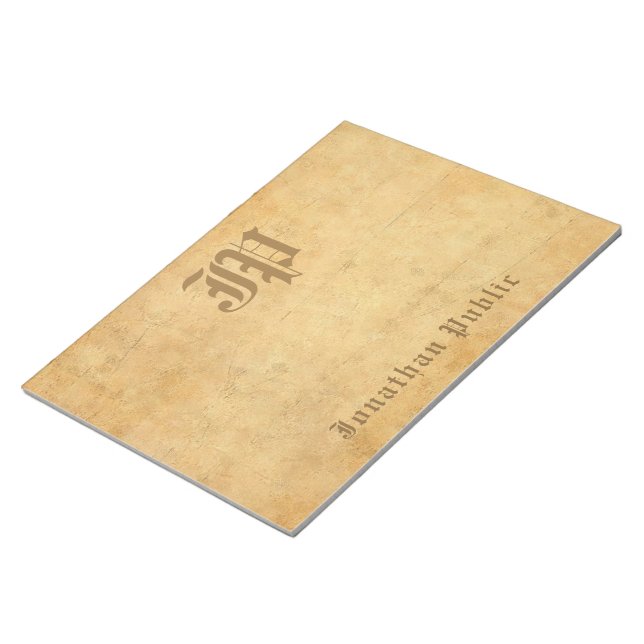 Elegant Vintage Handwritten Monogram Template Notepad (Angled)