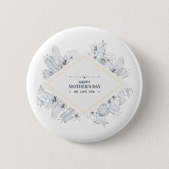 Elegant Vintage Happy Mother's Day | Pin Button (Front)