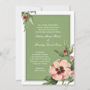 Elegant Vintage Hibiscus Floral Wedding Invitation