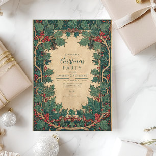 Elegant Vintage Holly Christmas Party Invitation