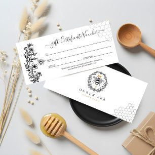 Elegant Vintage Honey Bee Queen Gift Certificate