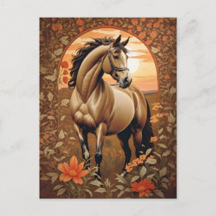 Elegant Vintage Horse By Sunset Postcard