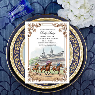 Elegant Vintage Horse Racing Derby Party  Invitation