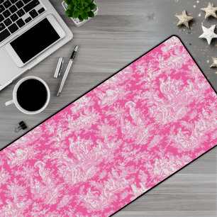 Elegant vintage hot pink toile de jouy  desk mat