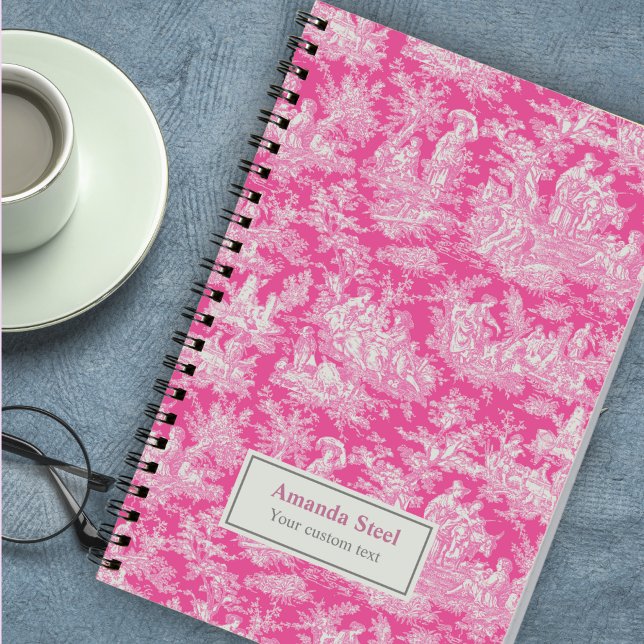 Elegant vintage hot pink toile de jouy notebook (Creator Uploaded)