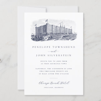 Elegant Vintage Hotel Destination Wedding Invitation