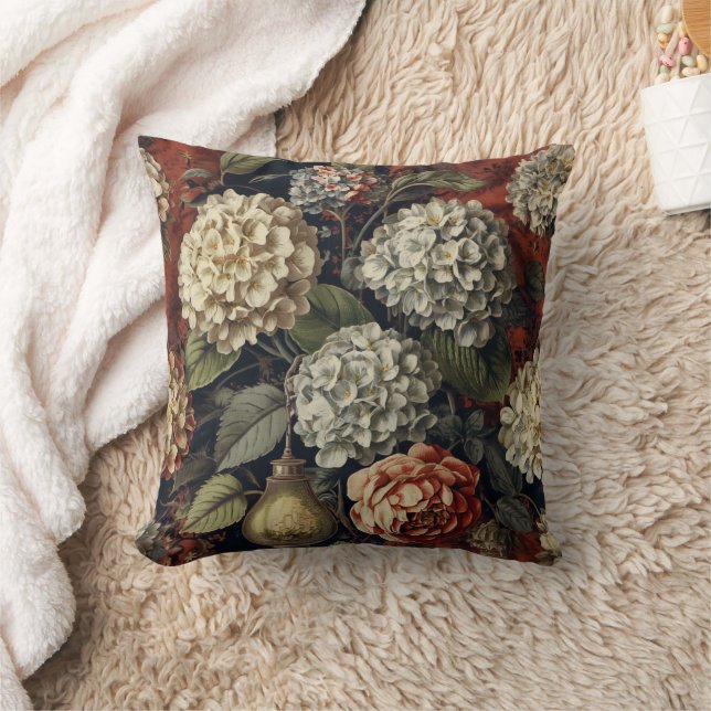 Elegant vintage Hydrangea Floral Pattern  Cushion (Blanket)