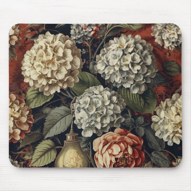 Elegant vintage Hydrangea Floral Pattern  Mouse Pad (Front)