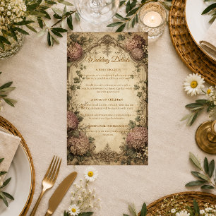 Elegant Vintage Hydrangea Wedding Enclosure Card