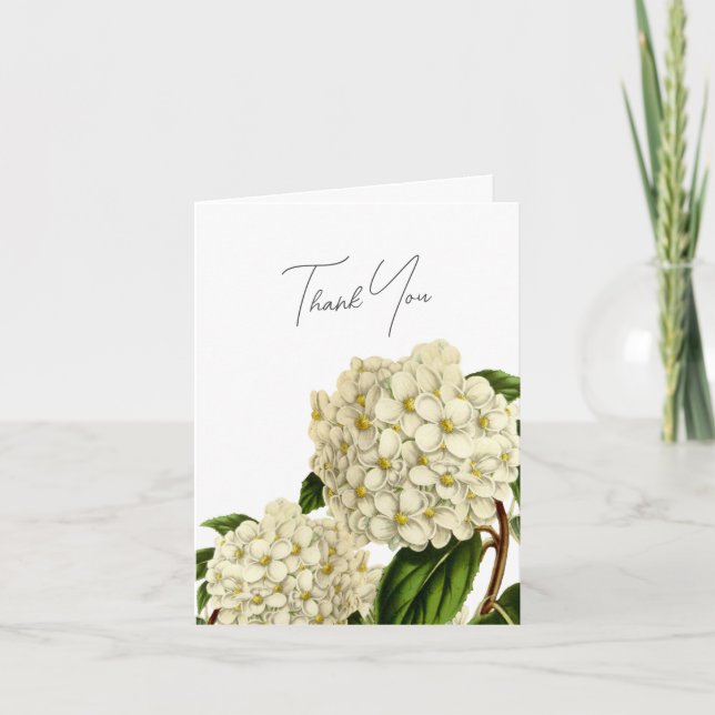 Elegant Vintage Hydrangeas Bridal Shower Thank You Card (Front)