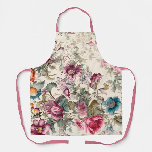 Elegant Vintage Inspired Floral Apron (Front)