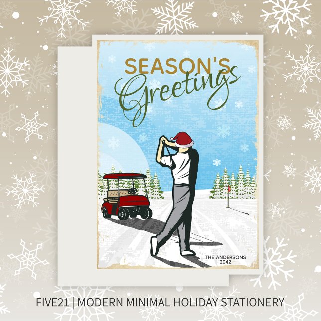 Elegant Vintage Inspired Golf Christmas Holiday Card (Creator Uploaded)
