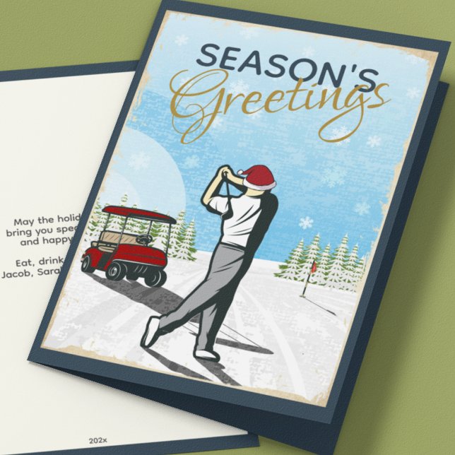 Elegant Vintage Inspired Golf Christmas Holiday Card (Creator Uploaded)