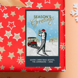Elegant Vintage Inspired Golf Christmas Rectangular Sticker
