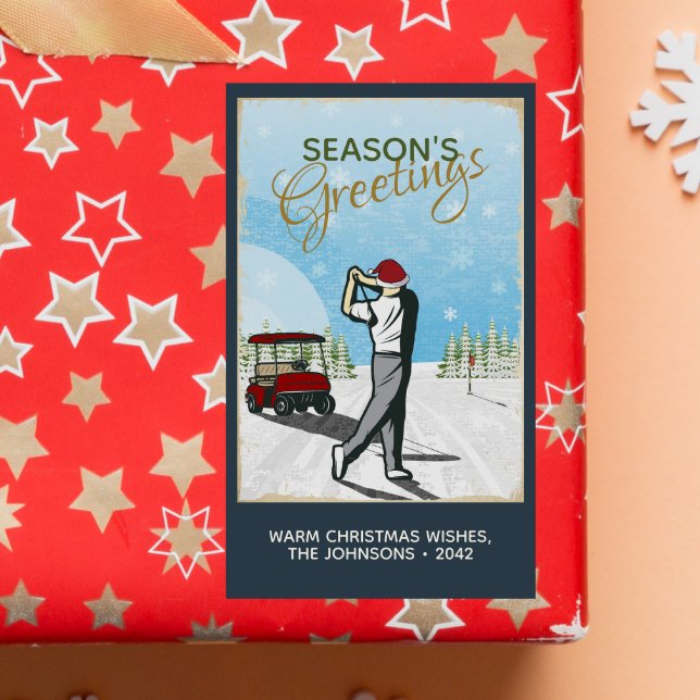 Elegant Vintage Inspired Golf Christmas Rectangular Sticker (Creator Uploaded)