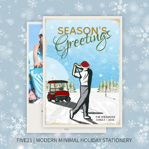 Elegant Vintage Inspired Golf Photo Christmas Holiday Card