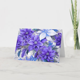 Elegant Vintage Inspired Purple Floral Christmas  Holiday Card