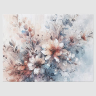 Elegant Vintage Inspired Winter Floral Decoupage Tissue Paper