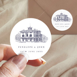 Elegant Vintage Italian Villa Destination Wedding Classic Round Sticker