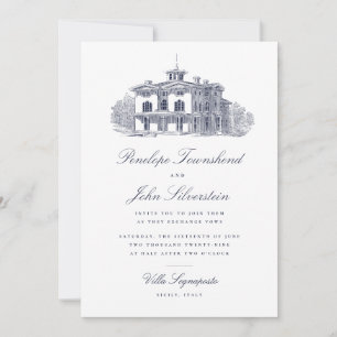 Elegant Vintage Italian Villa Script Wedding Invitation