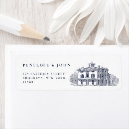 Elegant Vintage Italian Villa Wedding Return Address Label