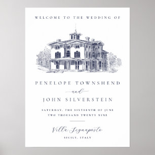 Elegant Vintage Italian Villa Welcome Wedding Poster