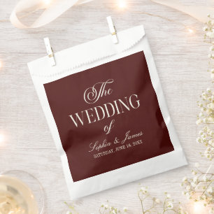 Elegant Vintage Ivory Dark Burgundy Wedding Favour Bag