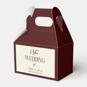 Elegant Vintage Ivory Dark Burgundy Wedding Favour Box